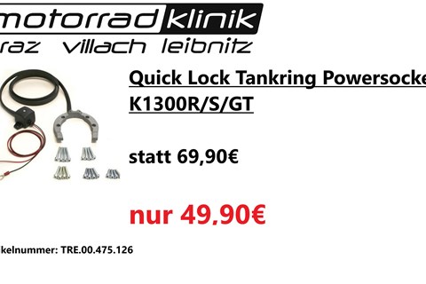 Marke: SW-Motech Artikelname: Quick Lock Tankring Powersocket für K1300R/S/GT statt 69,90€ um nur 49,90€