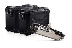 TRAX ADV Alukoffer-System + Akrapovic. Schwarz. 45/37 l. Triumph Tiger 900 (19-23).
