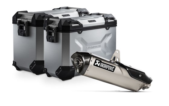 TRAX ADV Alukoffer-System + Akrapovic. Silbern. 45/37 l. Triumph Tiger 900 (19-23). - Bild 1