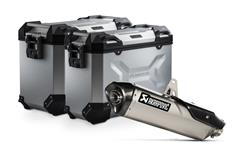 TRAX ADV Alukoffer-System + Akrapovic. Silbern. 45/37 l. Triumph Tiger 900 (19-23).
