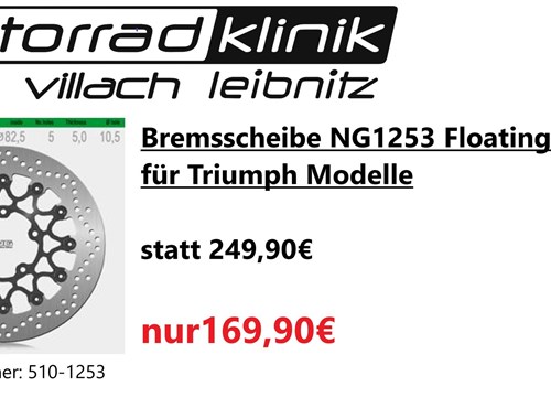 Bremsscheibe NG1253 Floating passend für Triumph Modelle (genaueres siehe Beschreibung) statt 249,90€ um nur169,90€