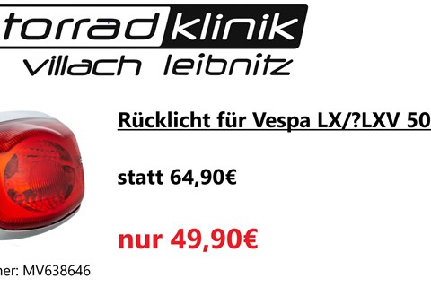 Marke: Vespa Artikelname: Rücklicht für Vespa LX/?LXV 50-150ccm statt 64,90€ um nur 49,90€