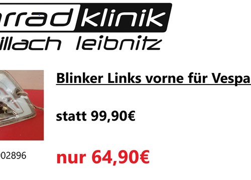 Blinker Links vorne für Vespa GTS 125-300 statt 99,90€ um nur 64,90€