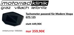 Tachometer passend für Modern Vespa GTS 125 statt 449,90€ um nur 359,90€ Tachometer passend für Modern Vespa GTS 125 statt 449,90€ um nur 359,90€