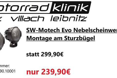 Marke: SW-Motech Artikelname: SW-Motech Evo Nebelscheinwerfer zur Montage am Sturzbügel statt 299,90€ um nur 239,90€