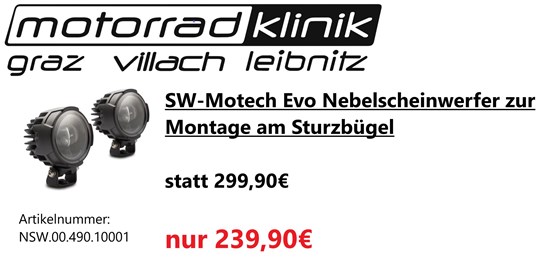 SW-Motech SW-Motech Evo Nebelscheinwerfer zur Montage am Sturzbügel statt 299,90€ um nur 239,90€