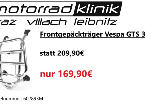 Frontgepäckträger Vespa GTS 300 statt 209,90€ um nur 169,90€
