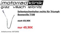 Seitentaschenhalter rechts für Triumph Bonneville T100 statt 69,90€ um nur 49,90€
