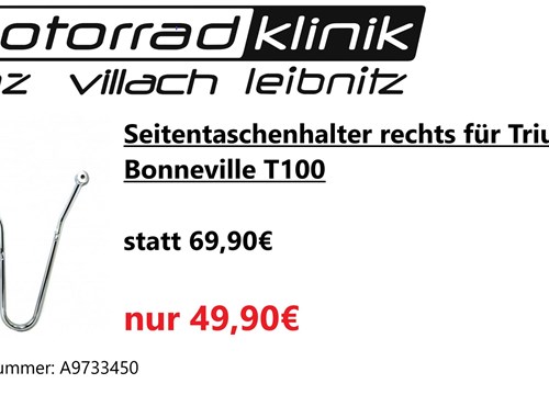 Seitentaschenhalter rechts für Triumph Bonneville T100 statt 69,90€ um nur 49,90€