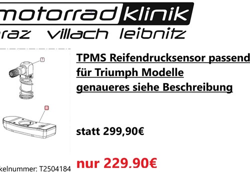 TPMS Reifendrucksensor passend für Triumph Modelle genaueres siehe Beschreibung statt 299,90€ um nur 229,90€