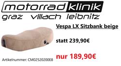 Vespa LX Sitzbank beige statt 239,90€ um nur 189,90€ Vespa LX Sitzbank beige statt 239,90€ um nur 189,90€