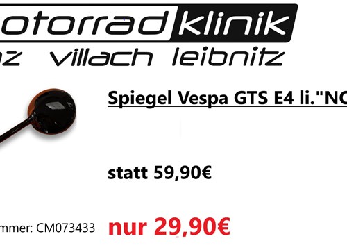 Spiegel Vespa GTS E4 li."NOTTE" statt 59,90€ um nur 29,90€ 