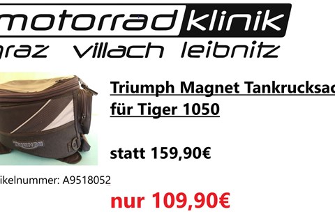 Marke: Triumph Artikelname: Triumph Magnet Tankrucksack für Tiger 1050 statt 159,90€ um nur 109,90€