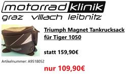 Triumph Magnet Tankrucksack für Tiger 1050 statt 159,90€ um nur 109,90€ Triumph Magnet Tankrucksack für Tiger 1050 statt 159,90€ um nur 109,90€