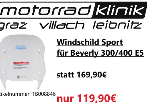 Windschild Sport für Beverly 300/400 E5 statt 169,90€ um nur 119,90€ 