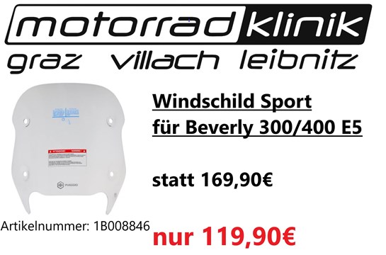 Piaggio Zubehör Windschild Sport für Beverly 300/400 E5 statt 169,90€ um nur 119,90€ 