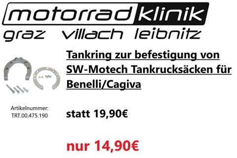 Marke: SW-Motech Artikelname: Tankring zur befestigung von SW-Motech Tankrucksäcken für Benelli/Cagiva statt 19,90€ um nur 14,90€ 
