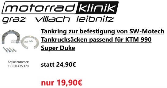 SW-Motech Tankring zur befestigung von SW-Motech Tankrucksäcken passend für KTM 990 Super Duke statt 24,90€ um nur 19,90€