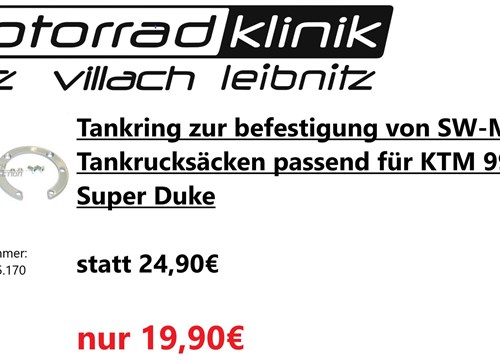 Tankring zur befestigung von SW-Motech Tankrucksäcken passend für KTM 990 Super Duke statt 24,90€ um nur 19,90€