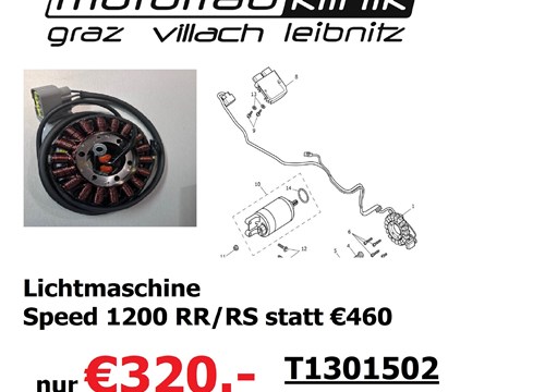 Lichtmaschine Speed 1200 RR/RS statt €460 nur €320.-
