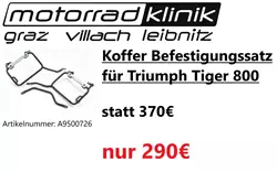 Koffer Befestigungssatz für Triumph Tiger 800 statt 370€ um nur 290€ Koffer Befestigungssatz für Triumph Tiger 800 statt 370€ um nur 290€
