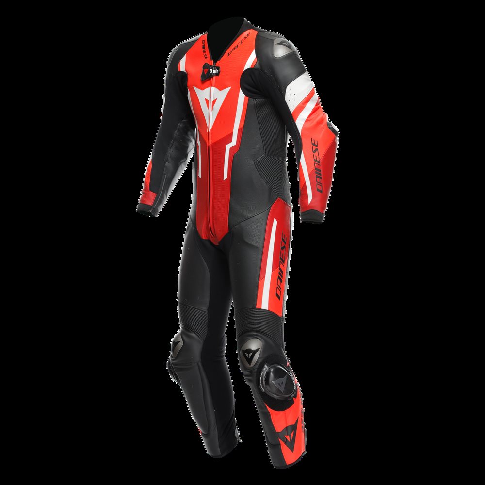 MISANO 3 PERF. D-AIR® 1PC LEATHER SUIT Black/Fluo Red