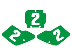 Startnummerntafelaufkleber Tecnosel grün Kawasaki KX 125/250 1994-1998 ohne Aufschrift