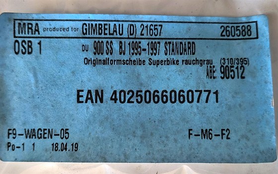 Neue Verkleidungsscheibe für Ducati 900 SS (1995  1997) von MRA, rauchgrau, Originalform, ABE 90512, OVP, Versand gegen Aufpreis möglich, 70,- € - Bild 4