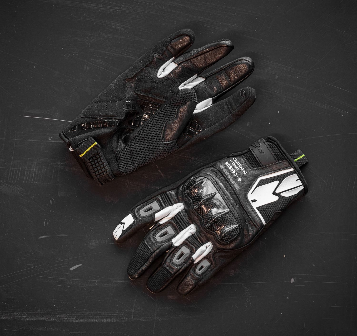 SPIDI G-Carbon Motorrad Handschuhe black white