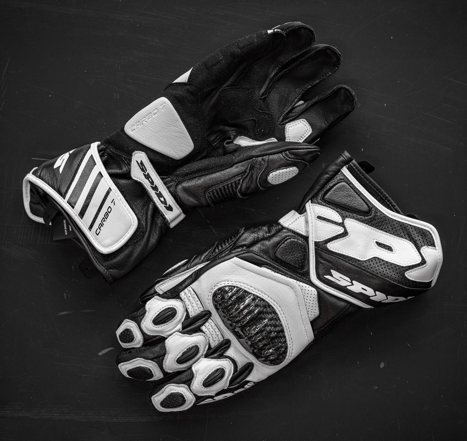 SPIDI Carbo 7 Motorrad Handschuhe white black