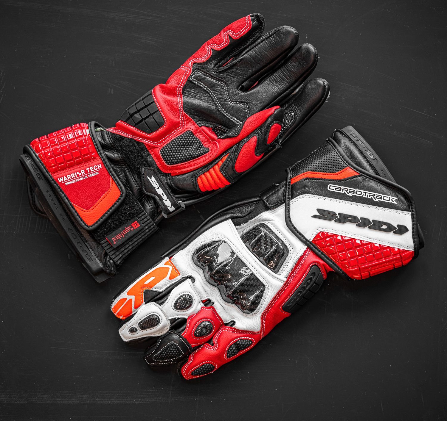 SPIDI Carbo Track Evo Motorrad Lederhandschuhe red black