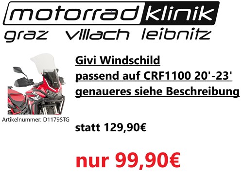 Givi Windschild passend auf CRF1100 20'-23' genaueres siehe Beschreibung statt 129,90€ um nur 99,90€