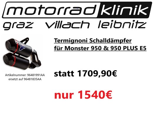 Termignoni Termignoni Schalldämpfer für Monster 950 & 950 PLUS E5 statt 1709,90€ um nur 1540€