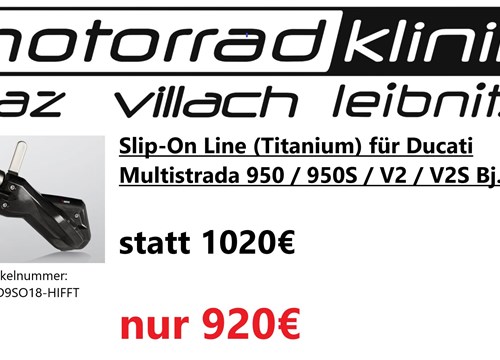 Slip-On Line (Titanium) für Ducati Multistrada 950 / 950S / V2 / V2S Bj. 2021 statt 1020€ um nur 920€