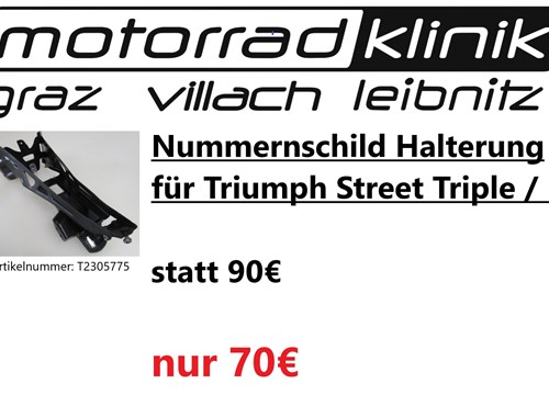 Nummernschild Halterung für Triumph Street Triple / R statt 90€ um nur 70€