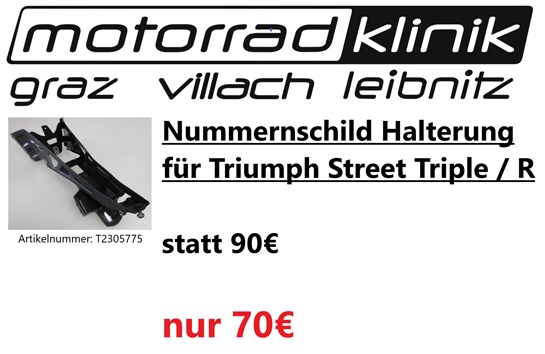 Triumph Nummernschild Halterung für Triumph Street Triple / R statt 90€ um nur 70€