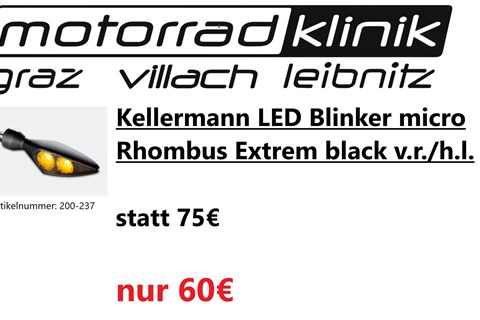 Marke: Kellermann Artikelname: Kellermann LED Blinker micro Rhombus Extrem black v.r./h.l. statt 75€ um nur 60€