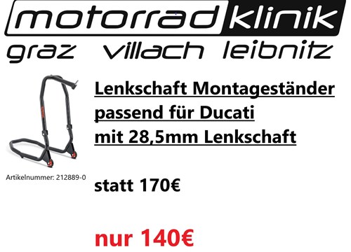 Lenkschaft Montageständer passend für Ducati mit 28,5mm Lenkschaft statt 170€ um nur 140€ 