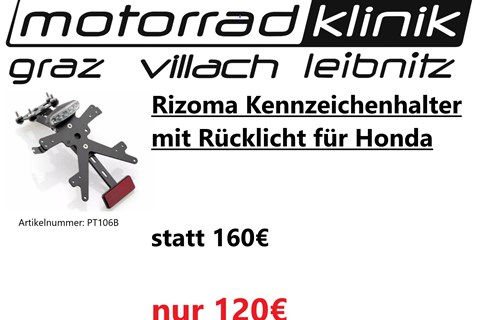 Marke: Rizoma Artikelname: Rizoma Kennzeichenhalter mit Rücklicht für Honda genaueres siehe Beschreibung statt 160€ um nur 120€