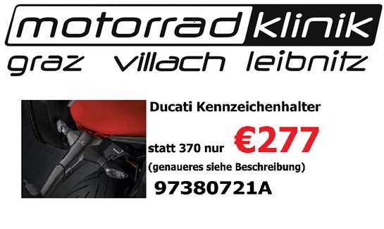 Ducati Ducati Kennzeichenhalter statt 370 nur €277 (genaueres siehe Beschreibung) 