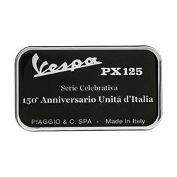 Plakette PIAGGIO mit Motiv Vespa PX125 Motorroller, 150° Anniversario Unita d'Italia