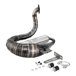 Rennauspuff EGIG Performance MAMBA S 1,5mm, Stahl unlackiert, Dämpfer: Aluminium Farbe (ESD): silber für Vespa 90/R/SS/100/125/PV/ET3