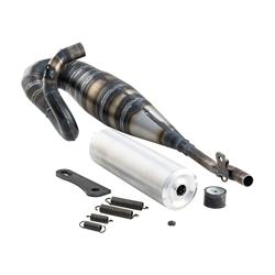 Rennauspuff QUATTRINI, Stahl, Dämpfer: Aluminium Farbe (ESD): silber für PIAGGIO CIAO/PX/SC/Bravo 50ccm 2T AC