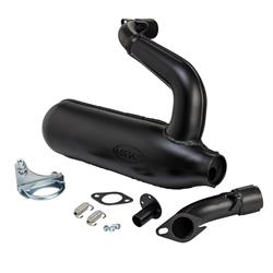 Rennauspuff VMC SILURO SPORT Banane, Stahl schwarz für Vespa 90/R/SS/100/125/PV/ET3