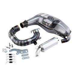 Rennauspuff Clubsport Silent Curly, Stahl klarlackiert für Lambretta 125 LI/LIS/DL/GP/150 LI/LIS/SX/DL/GP/175 TV 2°-3°/200 TV/SX/DL/GP