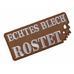Aufnäher mit Motiv "echtes Blech rostet"