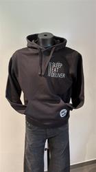Hoodie - Schwarz mit Print Weiß