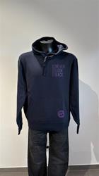 Hoodie  - Navi blue mit Print in Lila