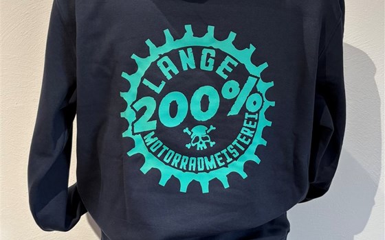 Hoodie - Navi blue mit Print in Türkis - Bild 4