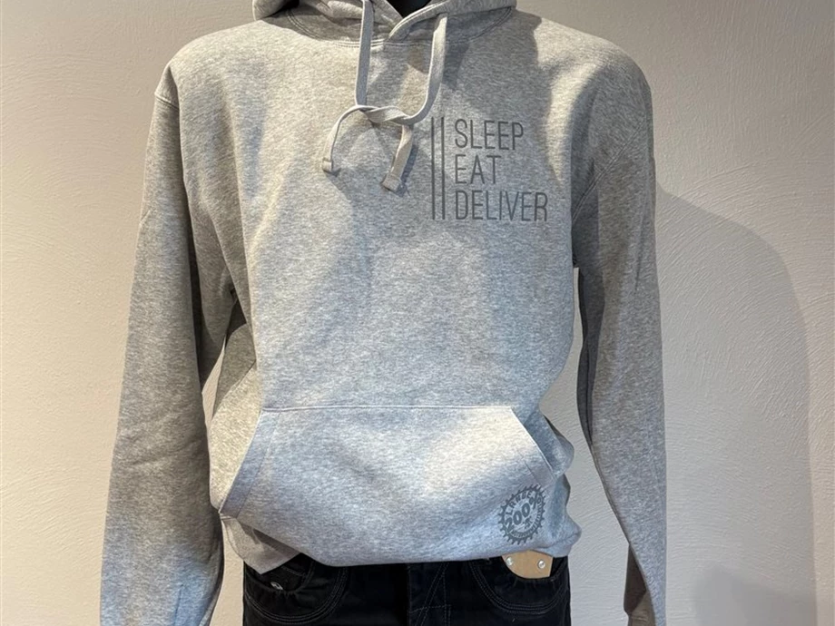 Hoodie - Hellgrau mit  Print in Dunkelgrau Bild 1: Hoodie - Hellgrau mit  Print in Dunkelgrau